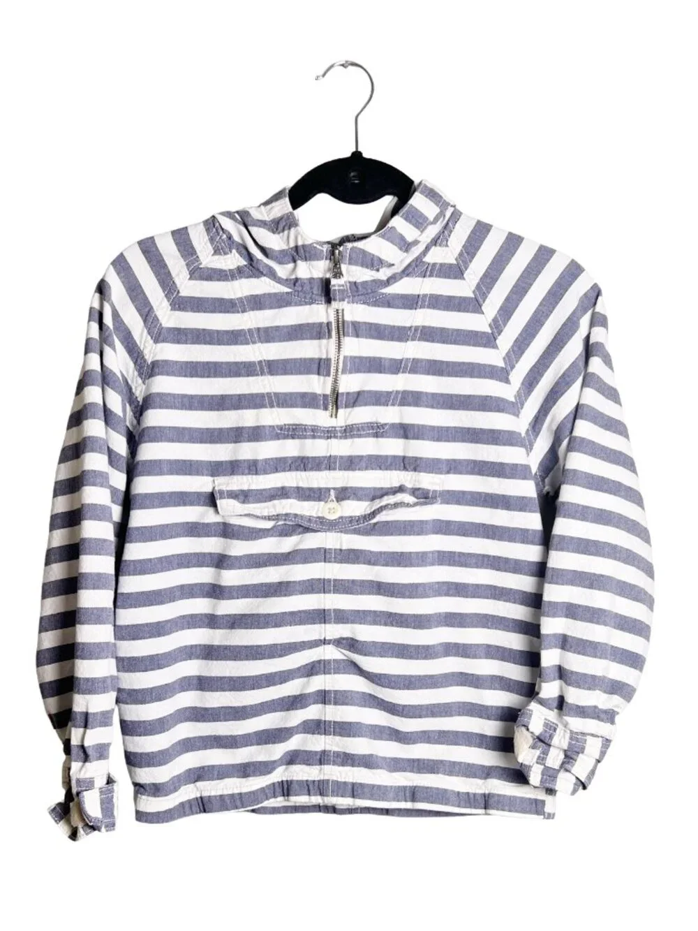OshKosh B'gosh Striped Anorak Jacket Blue White Youth 12‎ Minimalist
